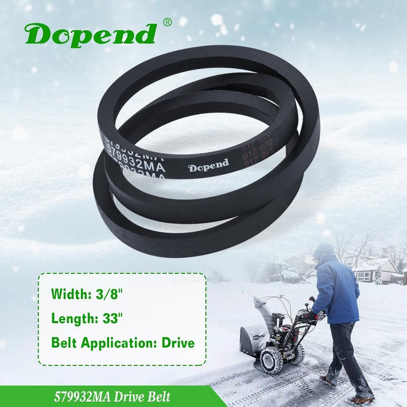 Dopend 579932MA Drive Belt 3/8’’ x 33’’ for Craftsman, Murray Snowblower Parts, Replaces 1733324SM, 579932 Auger Belt - Image 4